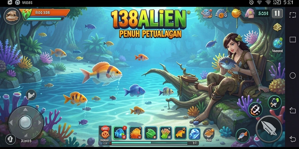 Tangkapan layar gameplay menarik dari 138ALIEN yang menunjukkan aksi memancing.