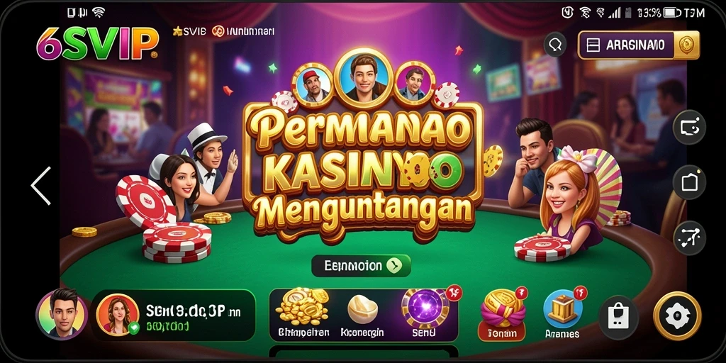 Tampilan gameplay menarik dari 6SVIP dengan suasana Kasino yang hidup.