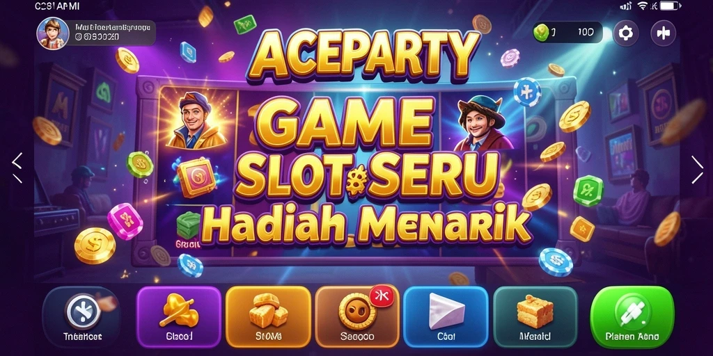Screenshot utama ACEPARTY menampilkan gameplay slot yang menarik dan menegangkan.