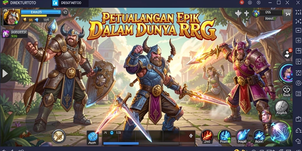 Tangkapan layar utama menunjukkan pemain beraksi dalam pertempuran RPG yang mendebarkan.