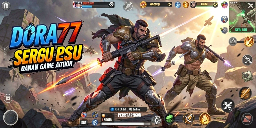 Screenshot gameplay DORA77 menunjukkan aksi bertarung seru dan dinamis.