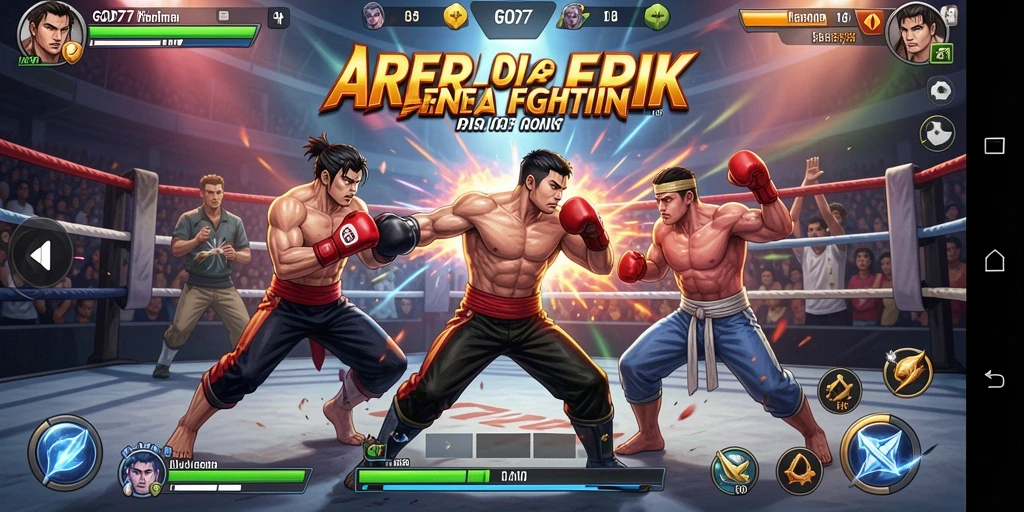 Gameplay seru dengan pertarungan karakter di GOD77