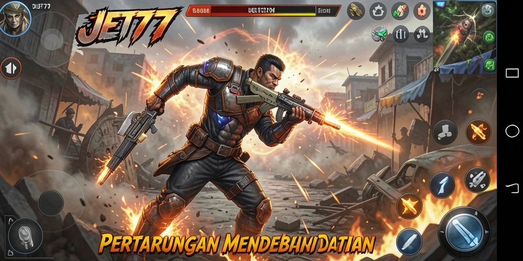 Tampilan gameplay seru dalam JET77 dengan aksi pertarungan yang menarik.
