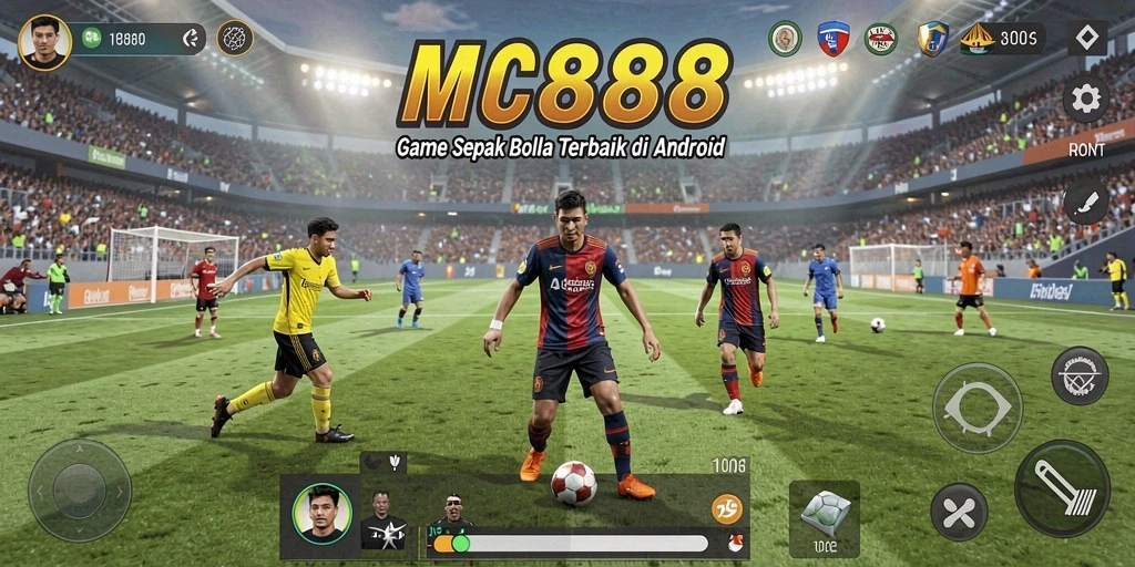 Screenshot gameplay <strong>MC888</strong> menampilkan aksi pemain di lapangan sepak bola.