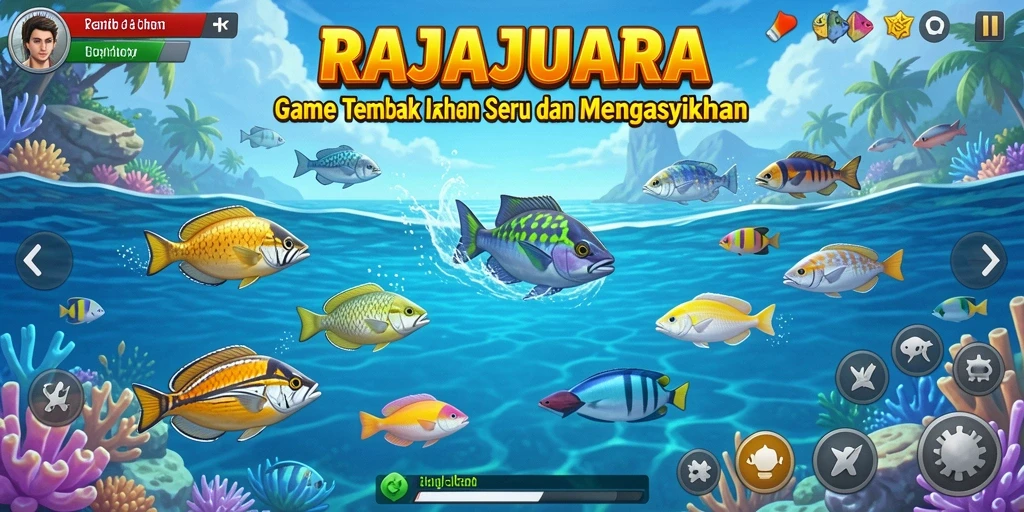 Tampilan gameplay seru RAJAJUARA dengan berbagai jenis ikan.