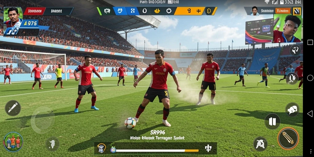 Tampilan gameplay mendebarkan dari SR996 dalam pertandingan olahraga.